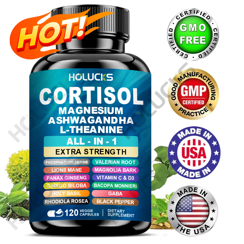 Tulsi Holy Basil - Suplemento Corti-Soothe Cortisol com magnésio, Ashwagandha,