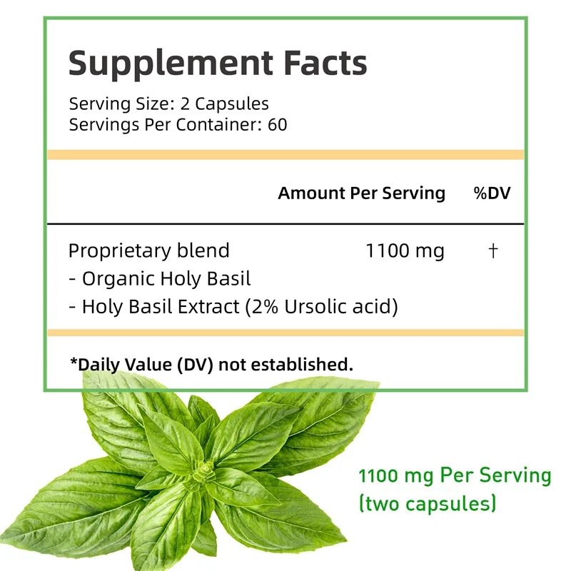 Cápsulas de manjericão sagrado - Tulsi Holy Basil avaliação e preço